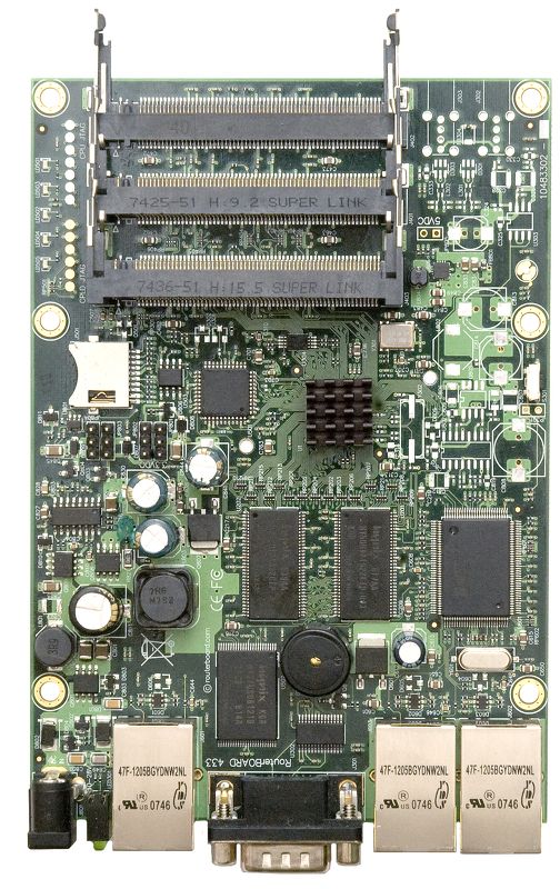 RB433AH RouterBOARD 433, 3 LAN, 3 miniPCI, RouterOS L5