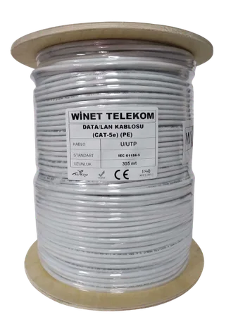 Winet Dış Ortam PoliEtilen Beyaz CAT5 Kablo - 305Mt